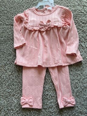 Mini Bean 2 piece Knit Set with Bow Headband